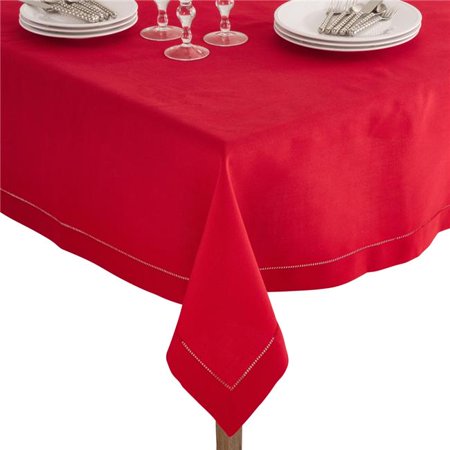 

60 in. Square Classic Hemstitch Border Tablecloth Red