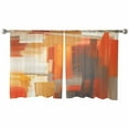 thumbnail image 2 of Burnt Orange Brown Semi Sheer Curtains 54 Inch Length 2 Panels Set, Farmhouse Ombre Abstract Mottled Art Sheer Kitchen Curtain Privacy Voile Window Curtain for Living Room Bedroom Rod Pocket Drapes, 2 of 7