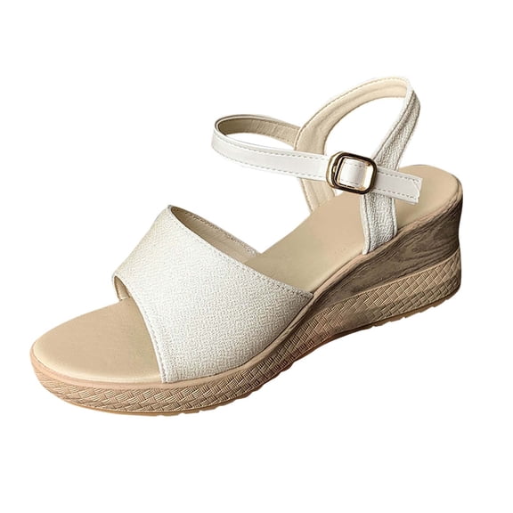 Women's Sandals Comfortable Oofos Slippers Women's Fashion Casual Round Toe Roman Spring And Summer Style Fashionable Thick-Soled Casual Sandals Beige