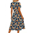 thumbnail image 5 of UVN Women Summer Dresses Short Sleeve V Neck A-Line Midi Dress Ladies Boho Beach Floral Print Sundress, 5 of 9
