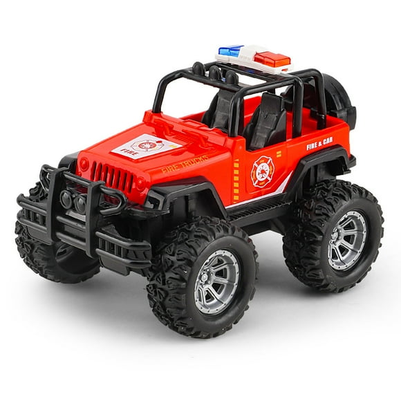 Coche de policía de juguete rojo con motor de fricción para niños, tamaño grande