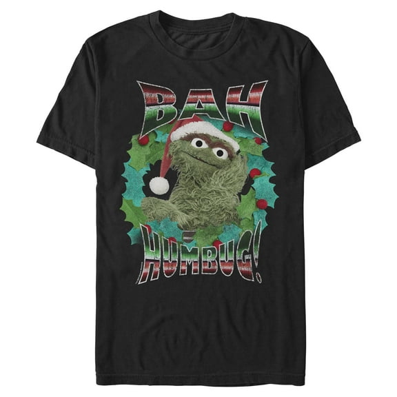 Mens Sesame Street Merry Bah Humbug Wreath T Shirt