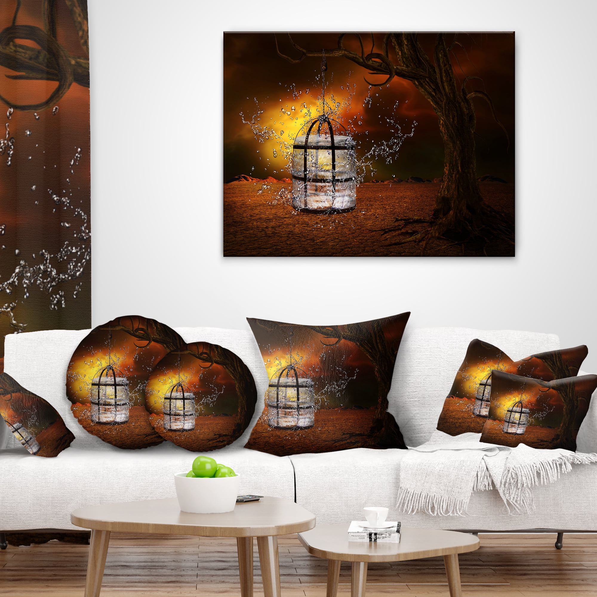 Designart Water Locked Cage - Abstract Throw Pillow - 18x18