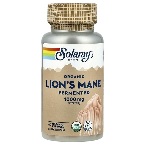 Solaray Fermented Lionâ€™s Mane Mushroom | Healthy Brain Function, Mental Focus & Immune Support | 60 Vegcaps, 30 Serv
