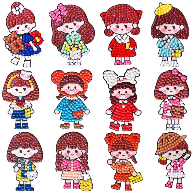 ZHAOCHENG juegos de pegatinas de pintura de diamante para niños, pintura de diamante por números para adultos principiantes, pegatinas de mosaico de arte de diamante 5D DIY, pegatinas decorativas (chi
