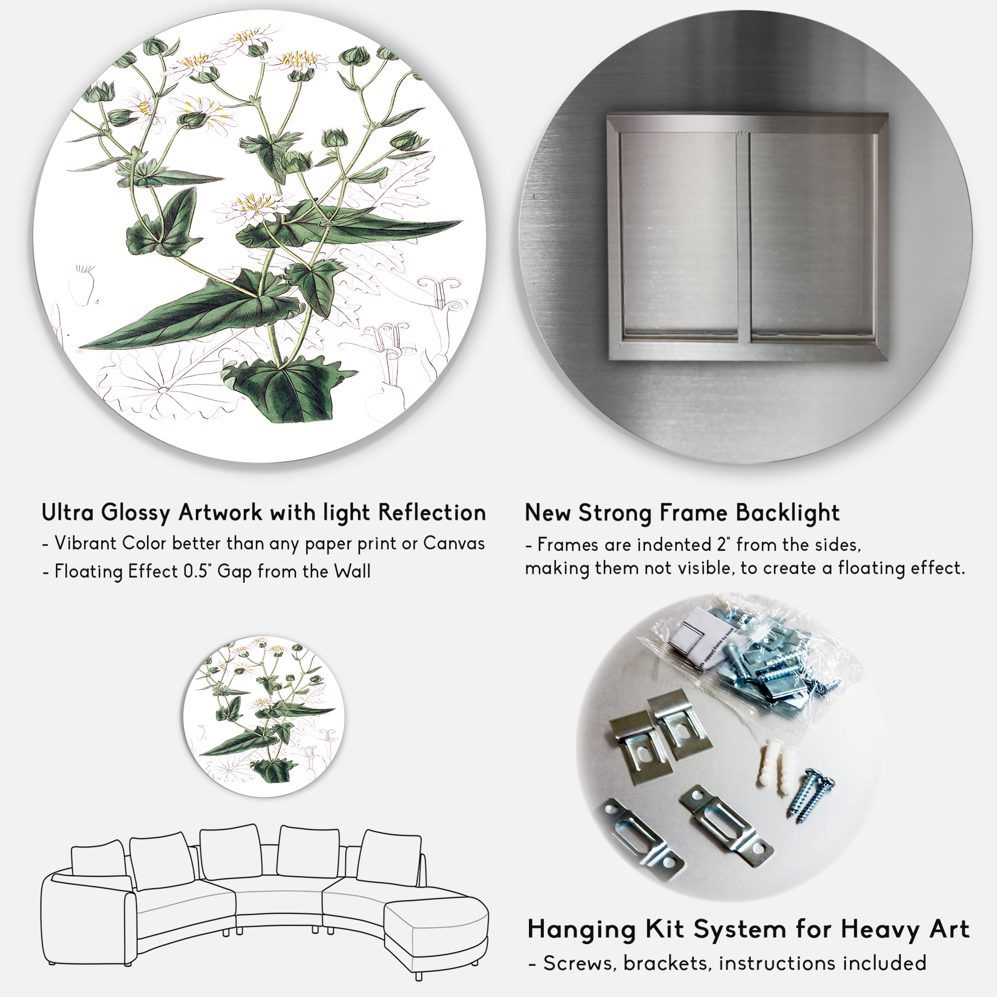 Designart 'Ancient Plant Life XXII' Traditional Circle Metal Wall Art 36x36 - Disc of 36