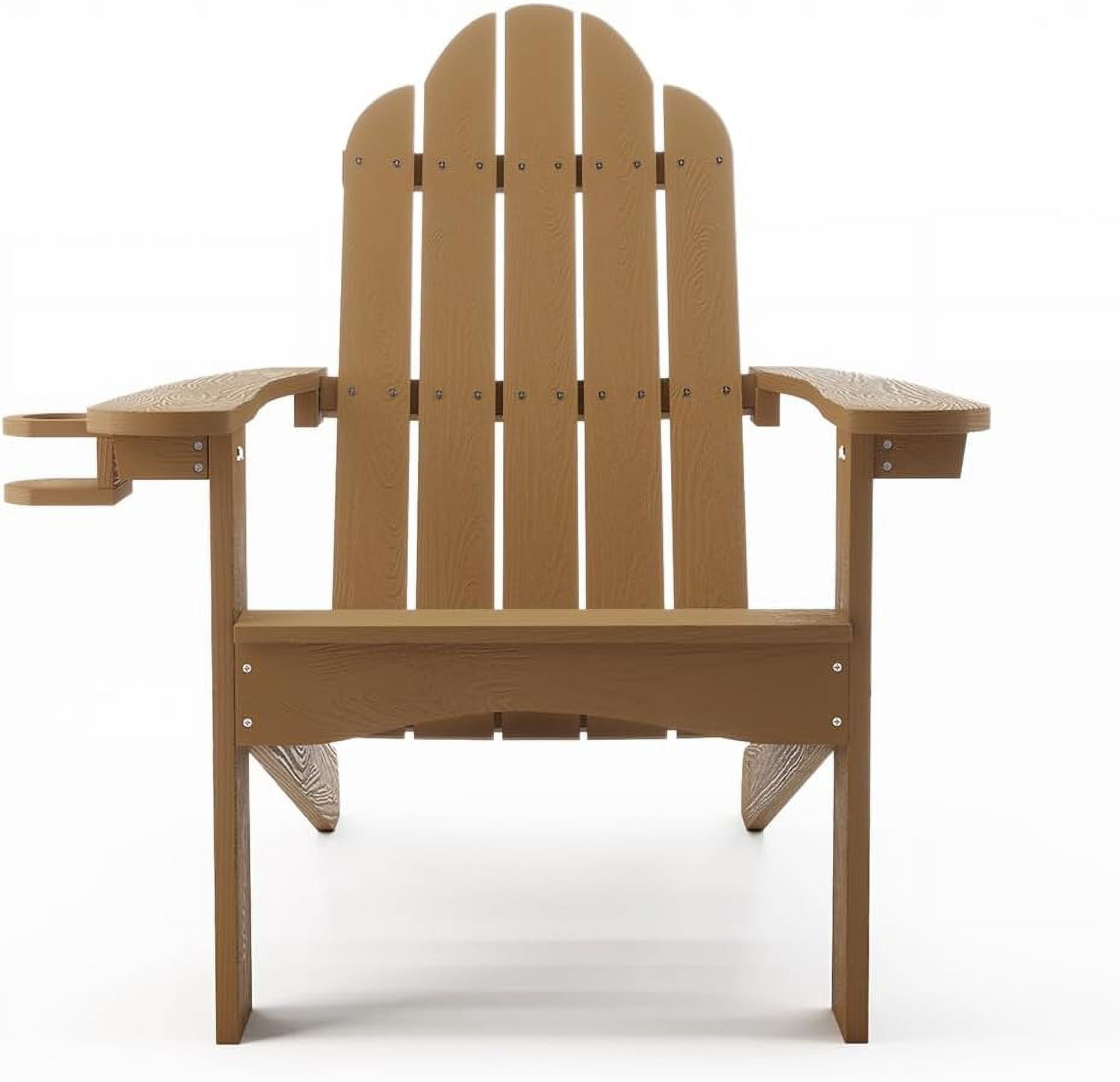 Dycanpo Adirondack Chair with Cup Holder, 300lbs Weather Resistant,Brown