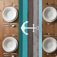 thumbnail image 6 of Coastal Anchor Table Runner - 120 Inch Long, Kitchen Dining Table Runner Dresser Scarves, Turquoise Brown Country Wooden Grain Farmhouse Decor for Coffee Tables Wedding Party Banquet, 6 of 8