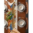 thumbnail image 6 of Table Runner Dresser Scarves 72 Inch Long,Fall Thanksgiving Harvest Pumpkin Linen Dining Table Runners Retro Blue Truck Farmhouse Barn Tabletop Scarf for Wedding Holiday Party Kitchen, 6 of 9