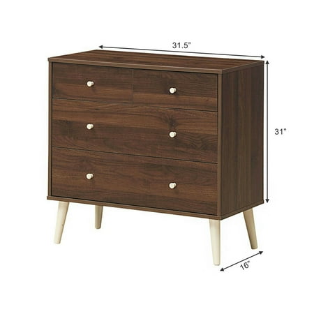 Gymax 4 Drawer Dresser Chest Cabinet, Pelham Vertical Dresser White