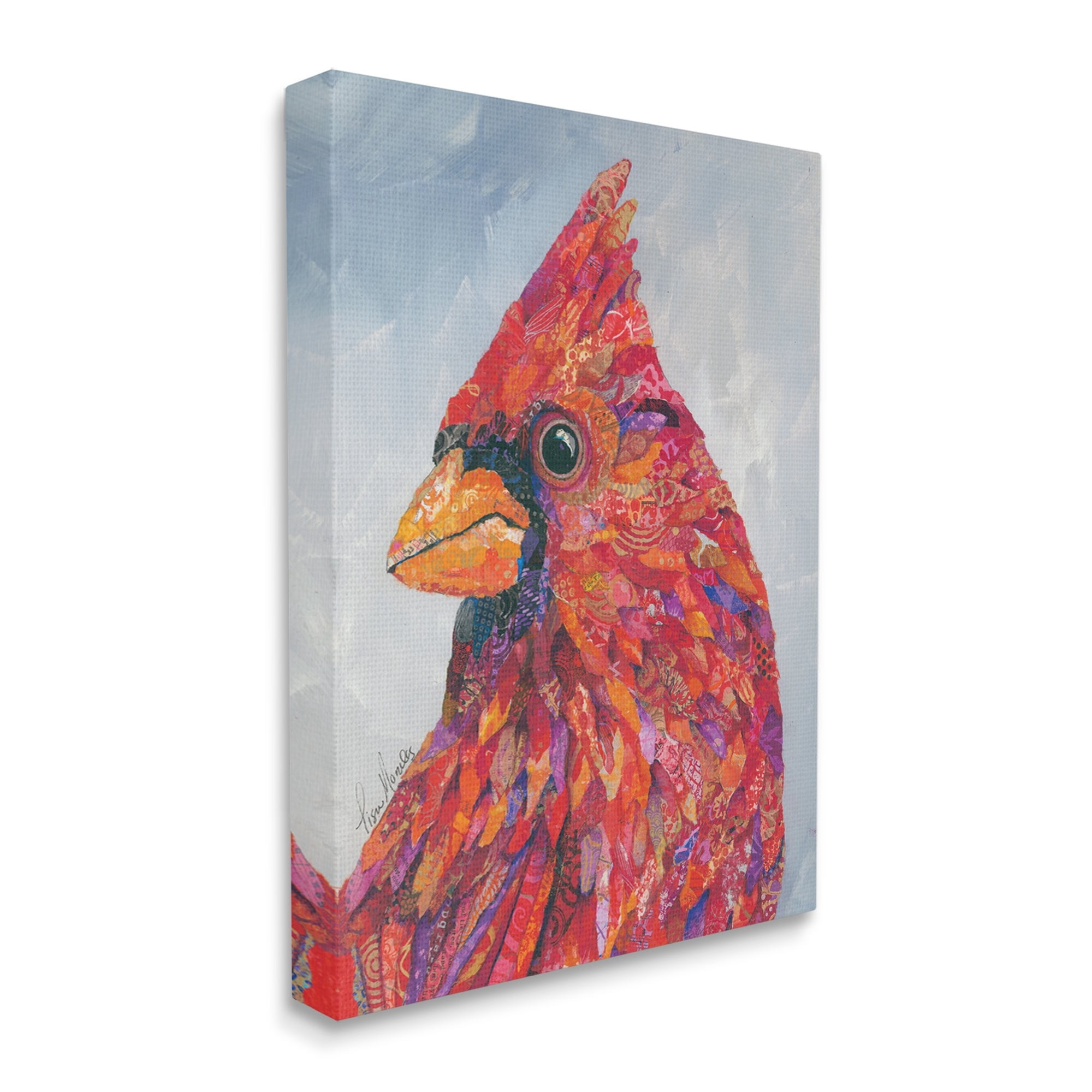 Stupell Industries The Messenger Red Cardinal Layered Collage Bird Painting Painting Gallery Wrapped Canvas Print Wall Art, Design by Lisa Morales