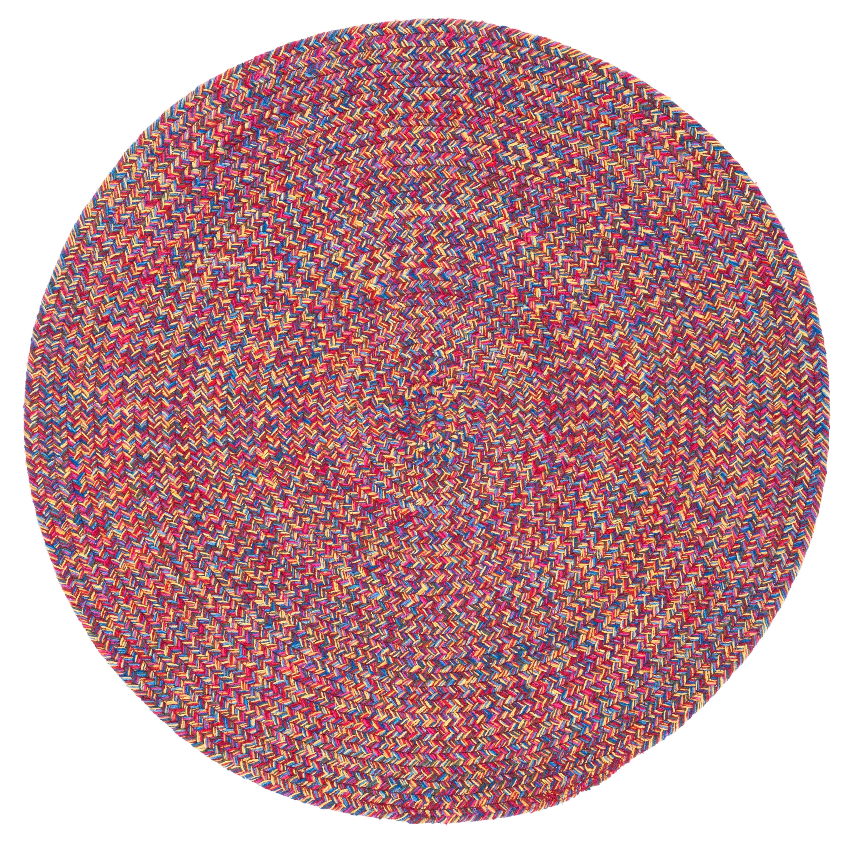 SAFAVIEH Braided Isidor Solid Cotton Reversible Area Rug, Red/Yellow, 4' x 4' Round