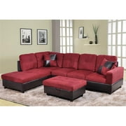 Lifestyle Furniture LF104A Avellino Left Hand Facing Sectional Sofa, Red - 35 x 103.5 x 74.5 in.
