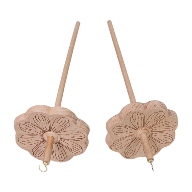 Shengyu Drop Spindle Practical Portable Wood Top Whorl 1 Spindle with Wool 2 Spindles 28x8.5cm