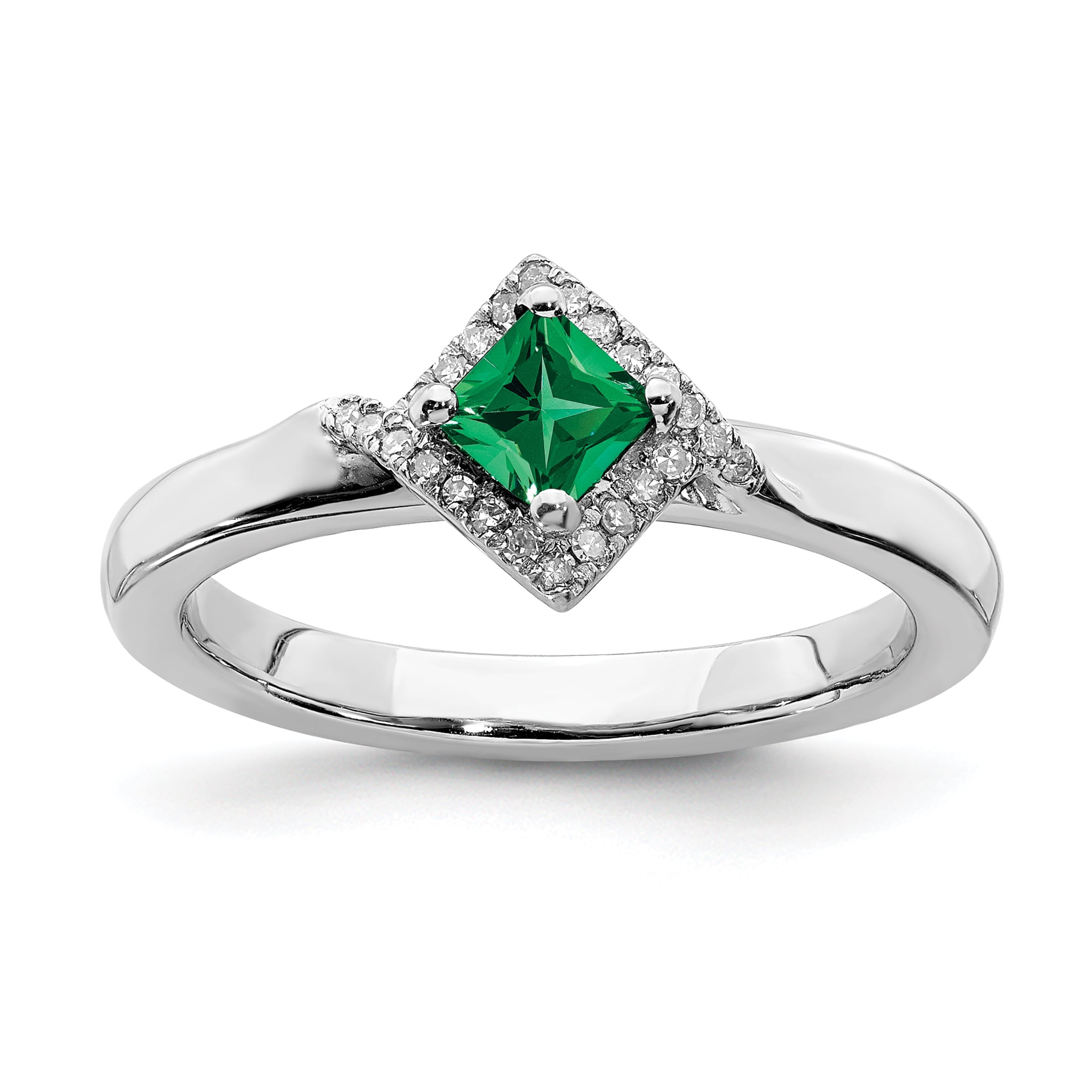Heart Her Sterling Silver Created Emerald His Titanium Wedding Ring Band Set