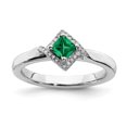 thumbnail image 1 of 925 Sterling Silver Created Emerald Diamond Stackable Ring Birthstone May Gemstone Fancy, 1 of 7