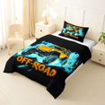 thumbnail image 3 of Castle Fairy Neon Off-Road Truck Twin Comforter Sets 3-Piece for Teens, Lightning Burst Print Bedding Set for Bedroom, Orange Blue,Black Reversible, 3 of 6