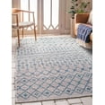 thumbnail image 1 of Unique Loom Trellis Collection Tribal Geometric Transitional Indoor and Outdoor Flatweave Area Rug, 4' x 6', Gray/Teal, 1 of 2