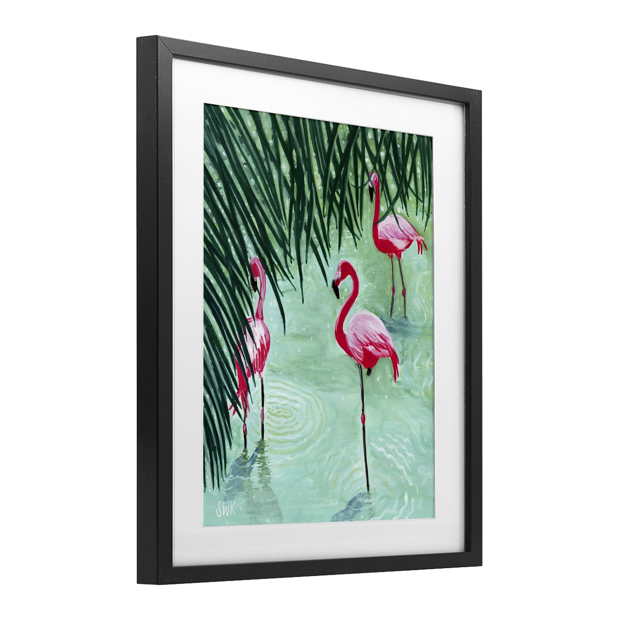 Stupell Industries Shallow Flamingo Pond Black Framed Print Under Glass, design by Sarah Waldron Kimball