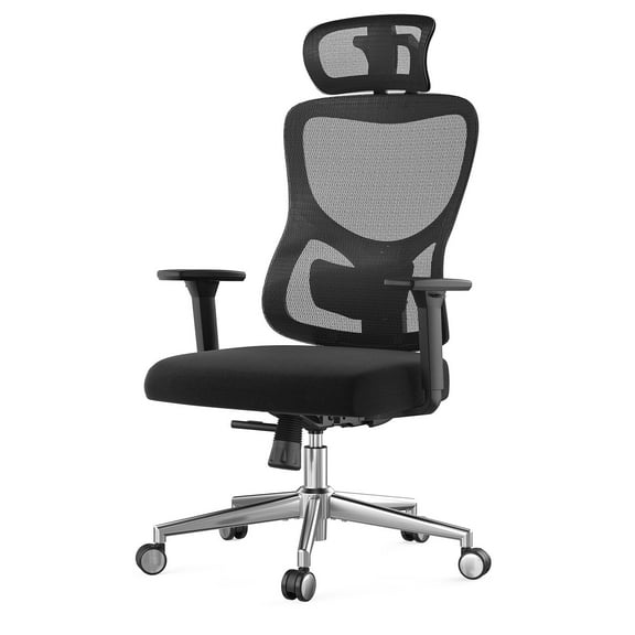 Office Chairs Ergonomic Office Chair,Mesh Desk Chair with Adjustable Lumbar Support and Headrest,Comfy Computer Chair with 3D Armrest Recling Swivel Chair for Home and Office, Black & Black,Ergonomic