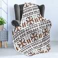 thumbnail image 4 of Tribal Soft Flannel Fleece Throw Blanket, Pattern Composition with Birds and Arrows Geometric Design, Cozy Plush for Indoor and Outdoor Use, 50" x 60", Orange Black White, by Ambesonne, 4 of 5