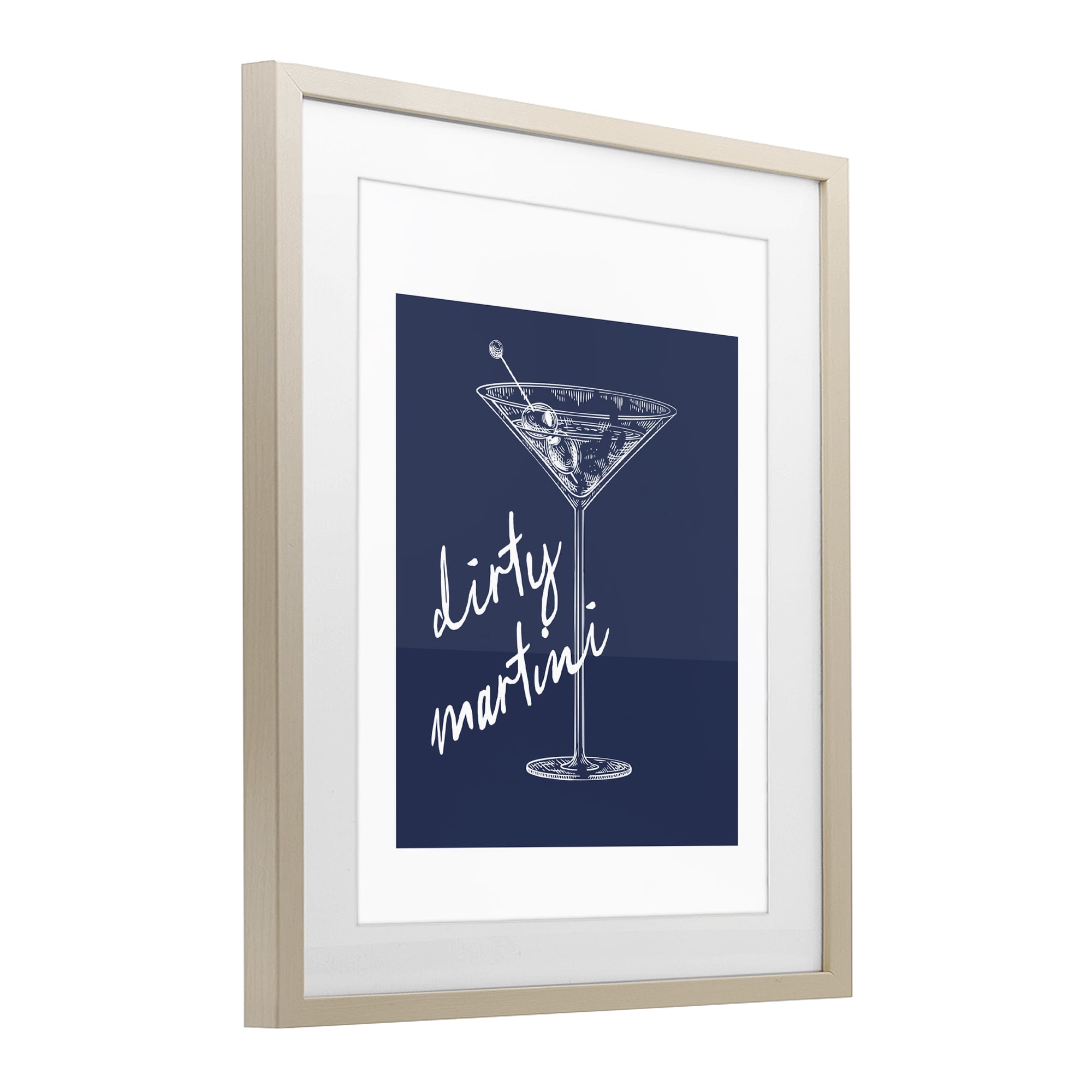 Stupell Industries Dirty Martini on Blue Birch Framed Print Under Glass, design by Lettered and Lined