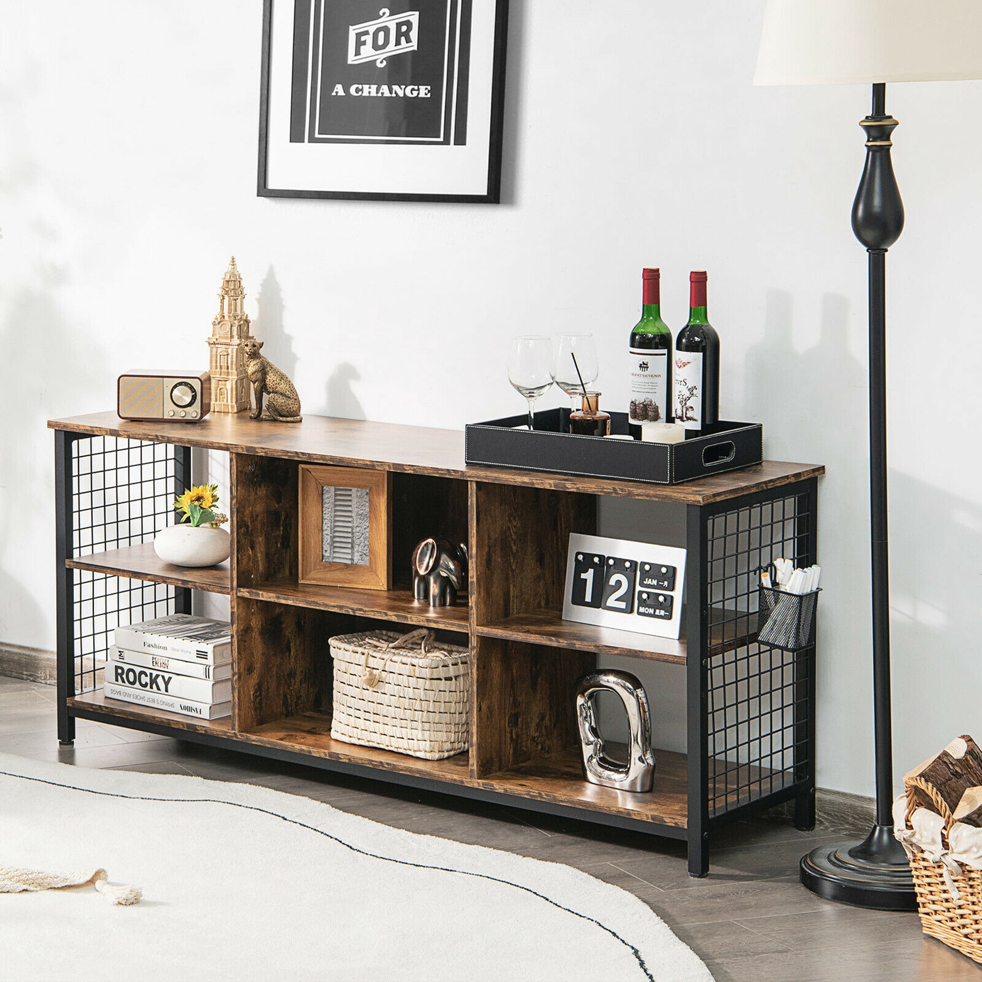 Gymax 3 Tier TV Stand for TVs up to 65", Brown
