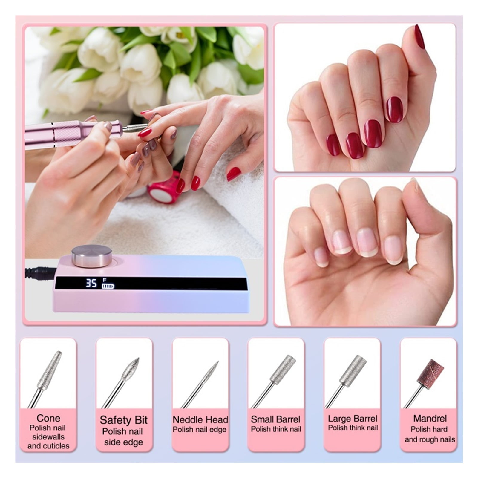 35000RPM Rechargeable Nail Drill Manicure Machine With Pause Mode, Electric Nail Sander For Nail Gel Polish, Nail Salon Equipment ,Lightweight and Portable