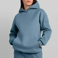 thumbnail image 6 of Frostluinai Womens Hoodies with Hidden Pocket Crew Neck Oversized Fleece Pullover Long Sleeve Solid Drop Shoulder Sweatshirts, 6 of 10
