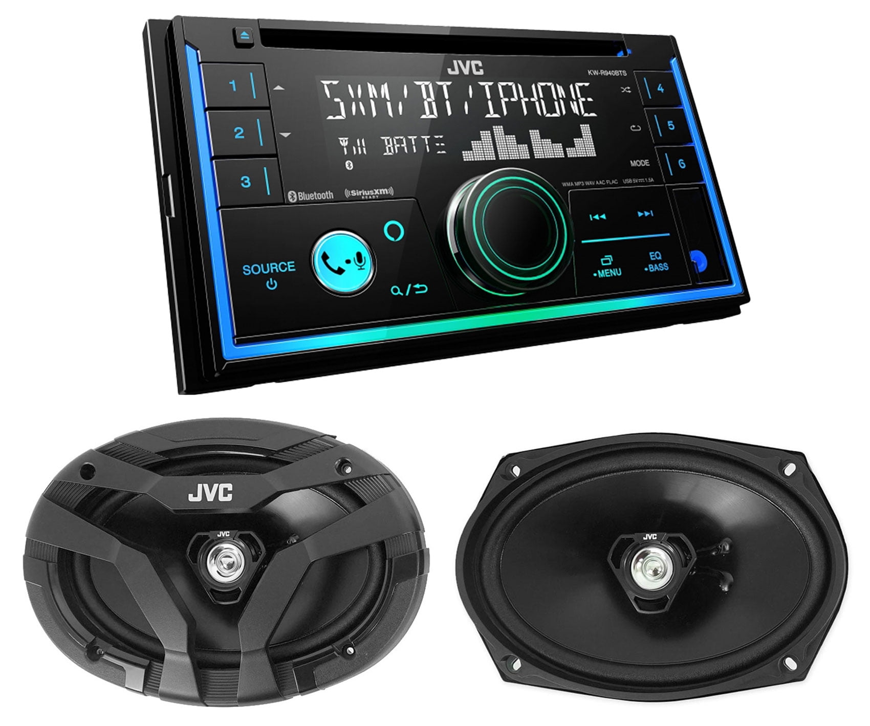 JVC KWR940BTS 2Din Bluetooth Car CD Receiver+(2) CSDF6920 400w 6x9