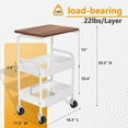 thumbnail image 6 of Rolling Cart with Wooden Tabletop, 3 Tier Metal Utility Cart, Rolling Storage Organizer Cart with Lockable Wheels for Kitchen, Office, Bedroom (White), 6 of 6