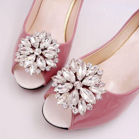 

2 Colors Rhinestone Shoe Clips Elegant Colors Alloy Flower Crystal Shoe Buckle Clips For Shoes Decoration Buckle Wedding Accessories