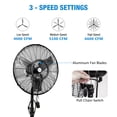 thumbnail image 7 of Achazel 24" Outdoor Pedestal Oscillating Misting Fan, 3-Speed Waterproof Industrial Fan, High Velocity Patio Cooling Fan for Outside, UL Listed, 7 of 7