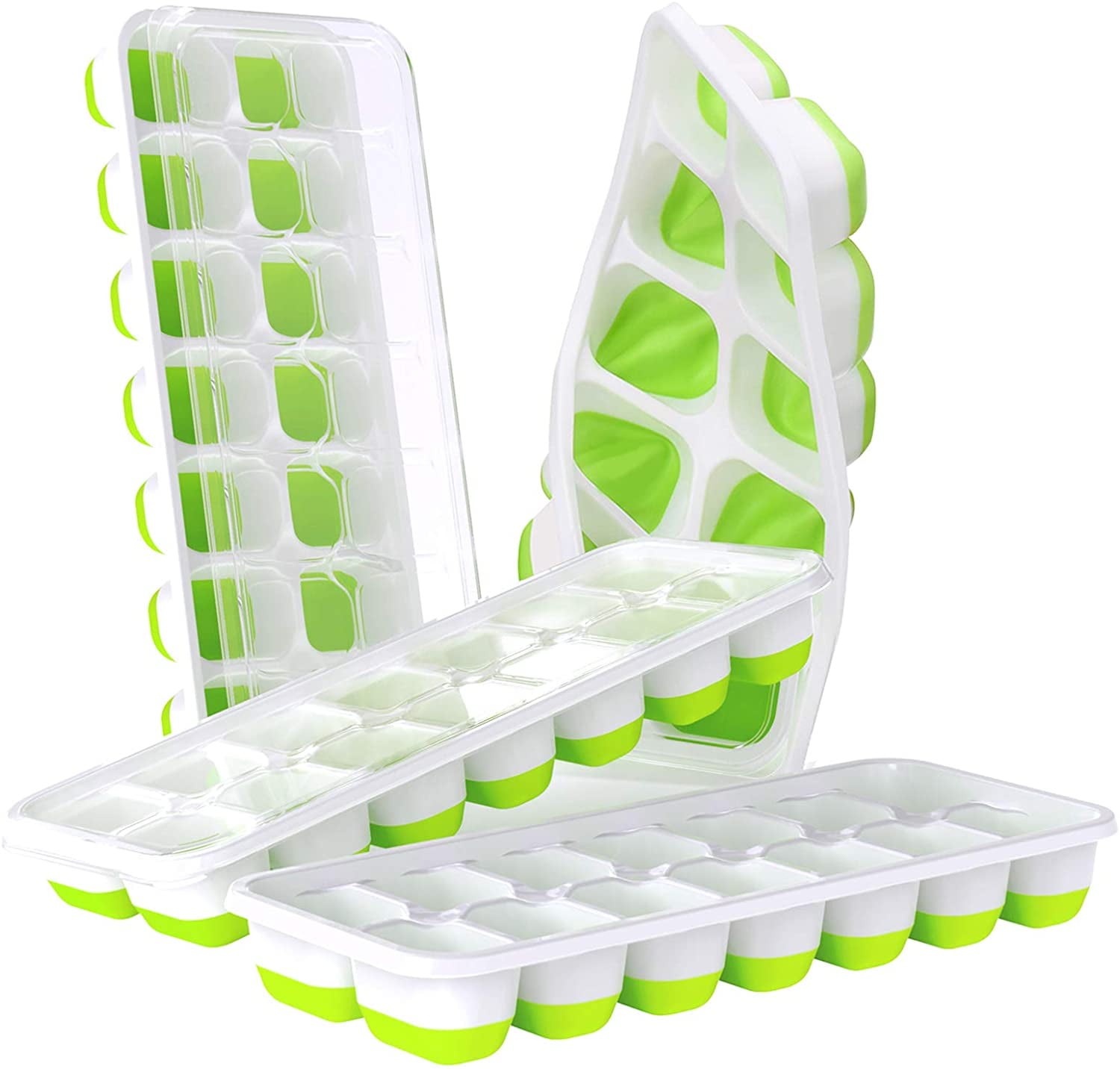 Easy-Release Silicone and Flexible 14-Ice Trays with Removable Lid Stackable and Dishwasher Safe Ice Cube Trays 3 Pack LFGB Certified and BPA Free 