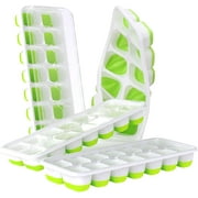 Ice Cube Trays 4 Pack, Easy-Release Silicone & Flexible 14-Ice Cube Trays with Spill-Resistant Removable Lid, LFGB Certified and BPA Free, for Cocktail, Freezer, Stackable Ice Trays with Covers