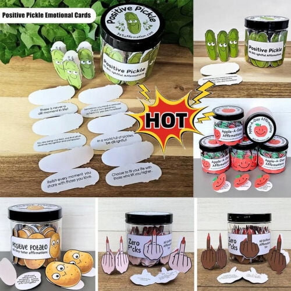 SUQI Positive Pickle Emotional Support Affirmation Cards Jar Zero F 60pcs# NEW