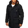 thumbnail image 2 of Men's Long Winter Coats Single Breasted Zipper Warm Water Resistant Puffy Hooded Windbreaker Insulated Thicken Jackets with Hood Waterproof Jackets For Men's Coat, 2 of 6