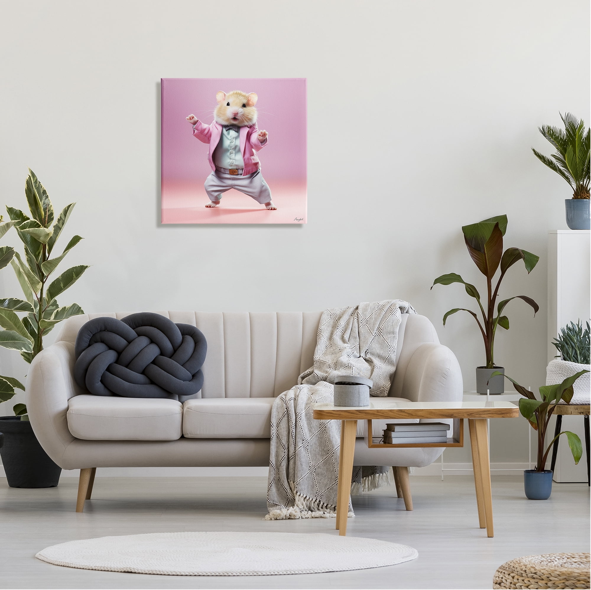 Stupell Industries Dancing Hamster Portrait Animals & Insects Painting Gallery Wrapped Canvas Art Print Wall Art, 24 x 24