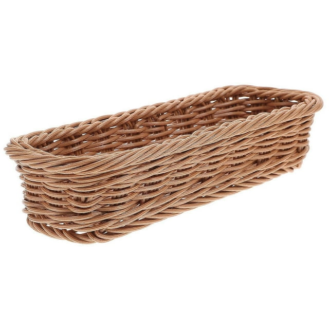 Imitation Rattan Woven Basket Desktop and Fork Storage Box Tableware Organizer for Restaurant Hotel Home (Coffee)