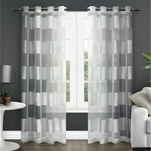 Exclusive Home Curtains Navaro Striped, Gray Striped Sheer Curtains