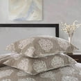 thumbnail image 3 of 100% high-density Cotton Embroidered Quilt Bedspread Comforter set light weight cozy and soft Queen,Brown/Cream, 3 of 5