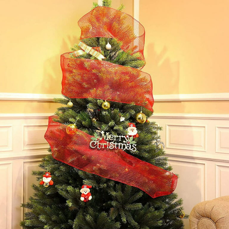 Yirtree Christmas Decor Poly Mesh Ribbon 6 Inches x 360 Feet