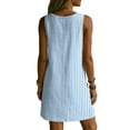 thumbnail image 4 of zbxnLI Womens Striped Dress V Neck Sleeveless Mini Dresses with Pockets Summer Vacation Casual Loose Sundress, 4 of 7
