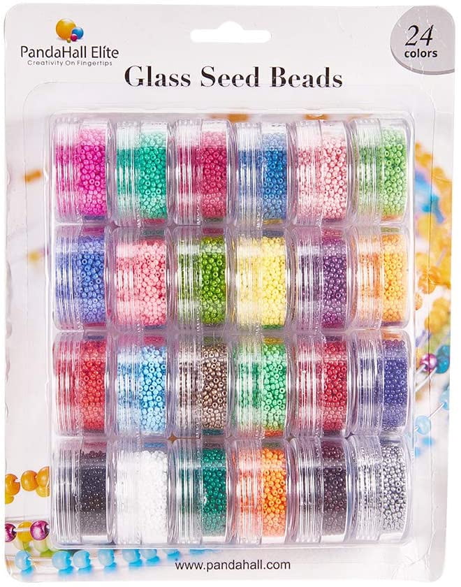 24000 Pcs 24 Colors 12/0 2mm Multicolor Beading Glass Seed Beads Opaque Round Pony Bead Waist Beads Mini Spacer Beads for Anklet Choker Jewelry Making