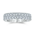 thumbnail image 2 of Bling Jewelry Womens Classic Bridal Two Row Pave CZ Eternity Band Ring Sterling Silver 5MM Wide, 2 of 5