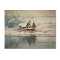 thumbnail image 3 of Designart "White And Beige Cozy Snow Cabin Tranquil Haven" Countryside Print on Natural Pine Wood, 3 of 5