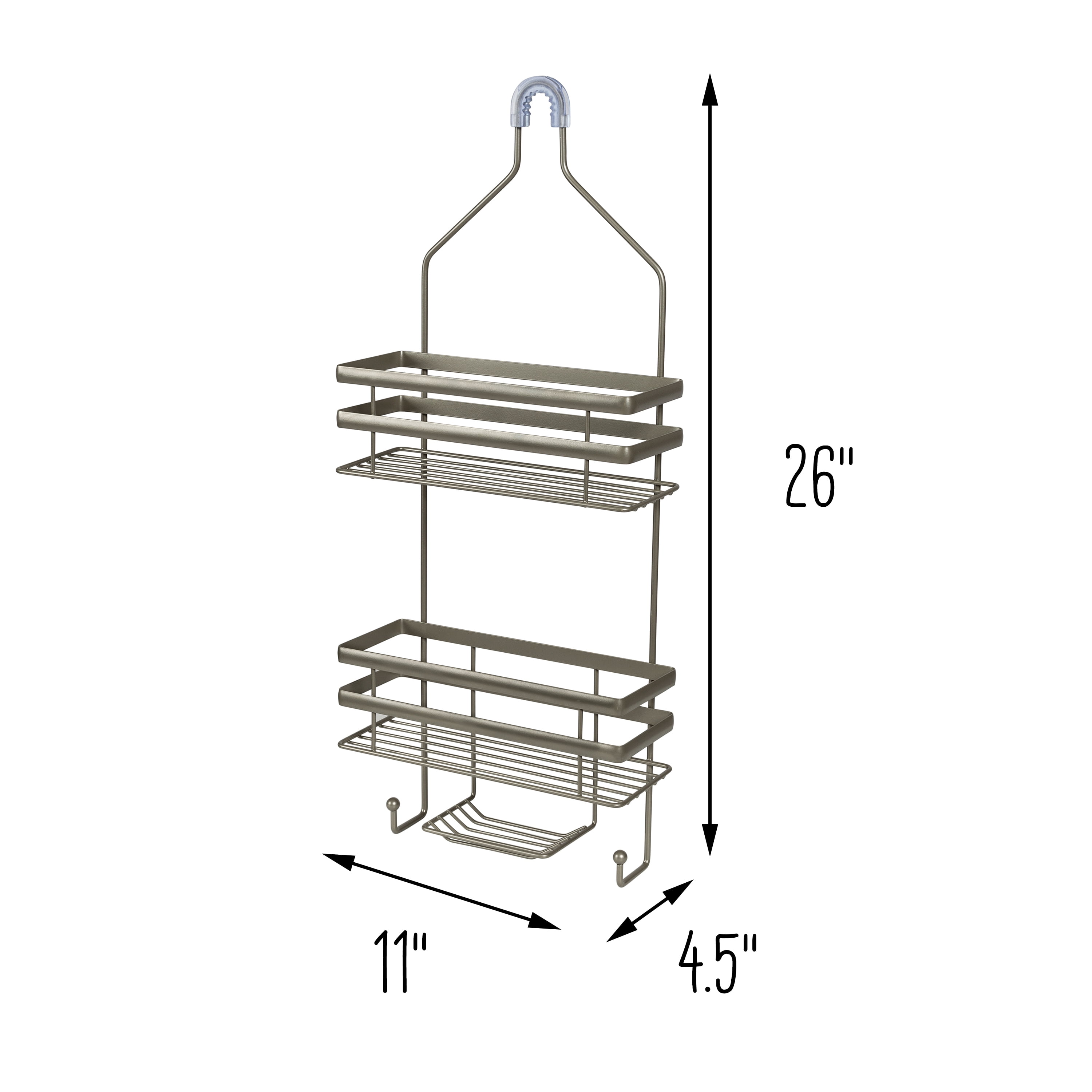 Satin Nickel Aluminum 2-Shelf Hanging Shower Caddy 21-in x 11.5-in x  4.75-in in the Bathtub & Shower Caddies department at