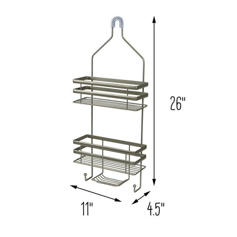 Honey-Can-Do 3-Tier Steel Wire Hanging Shower Caddy with 2 Hooks, Satin  Nickel 