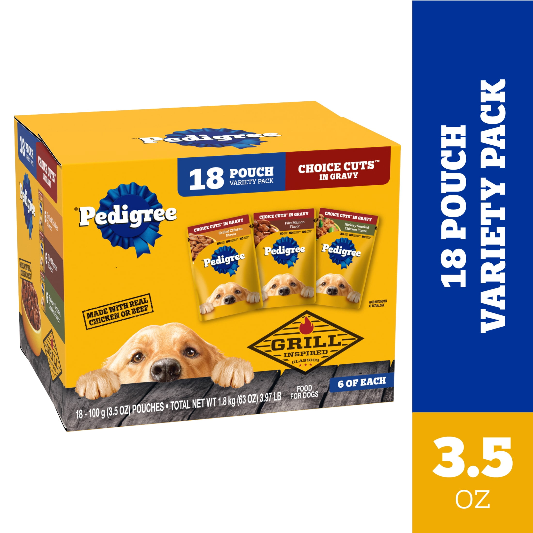 Pedigree Choice Cuts in Gravy Wet Dog Food Variety Pack, 3.5 oz. Pouches, 18 Count