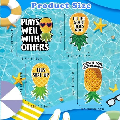 -4 PCS Pineapple Magnets - Reusable Pineapple Decorative Magnetic Strips for Cruise Doors, Cabin, Refrigerators, and Cars